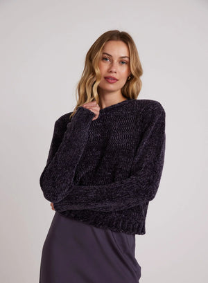 Crew Neck Chenille Sweater - Galaxy Smoke