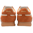Orange Gola shoes shown from the back on a white background