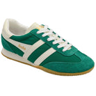 Green and white sneaker with 'Gola' branding on a white background