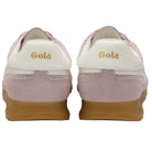 Pair of Pink Gola sneakers shown from the back on a white background