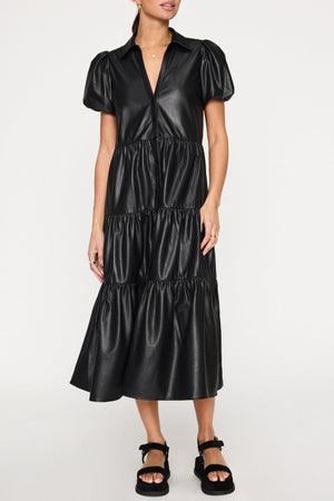 Havana Vegan Leather Dress- Black Onyx
