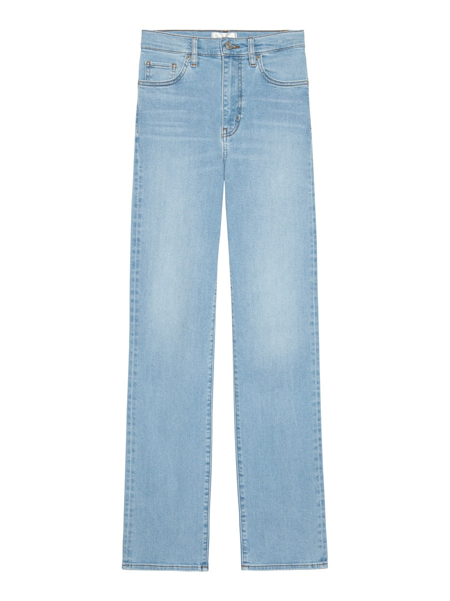Light blue jeans on a white background