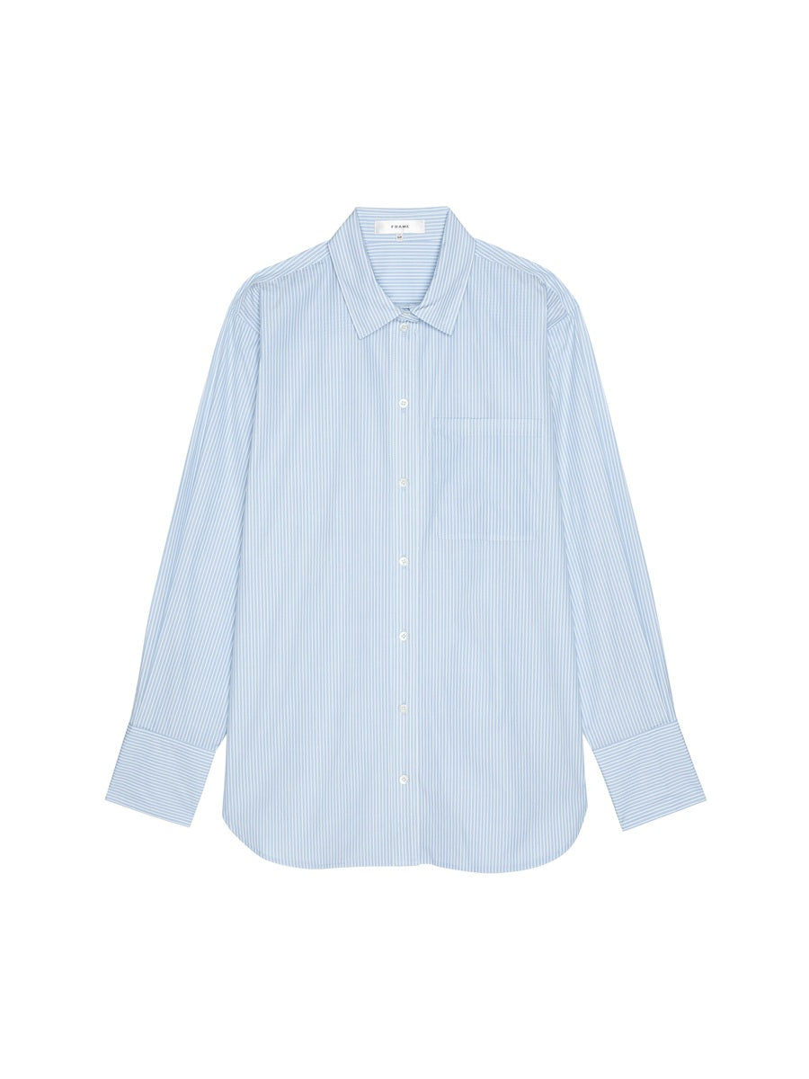 Light blue striped shirt on a white background