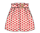 Polka dot shorts with a belt on a white background
