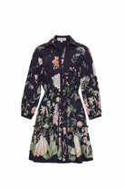 Floral dress with long sleeves on a white background