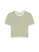 Green and white striped t-shirt on a white background