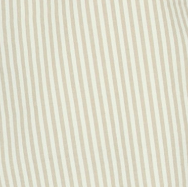 Close-up of beige fabric with thin white stripes