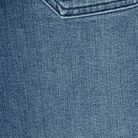Close-up of blue denim fabric with a pocket