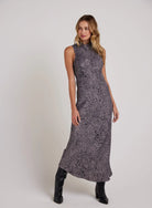 Bella Dahl Grey Leopard Maxi Dress