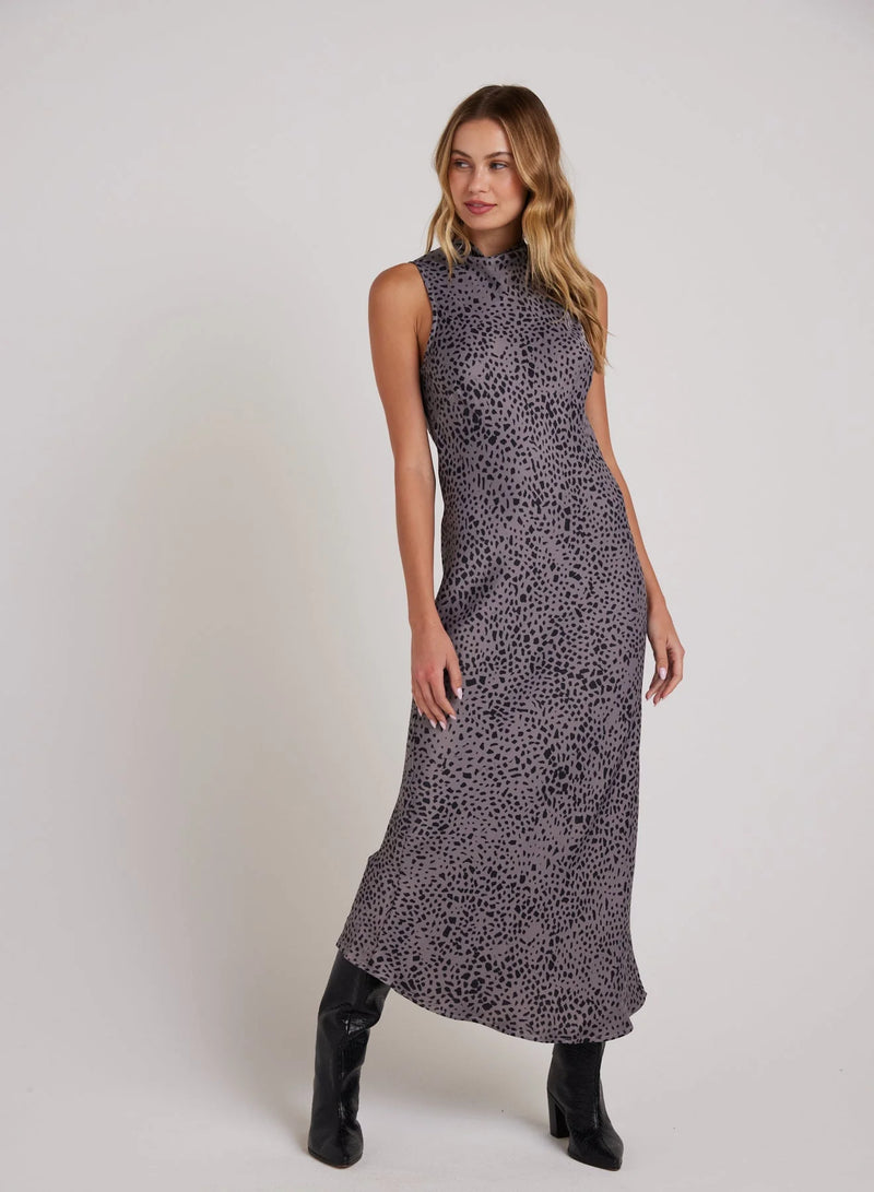 Mock Neck Halter Dress - Onyx Steel