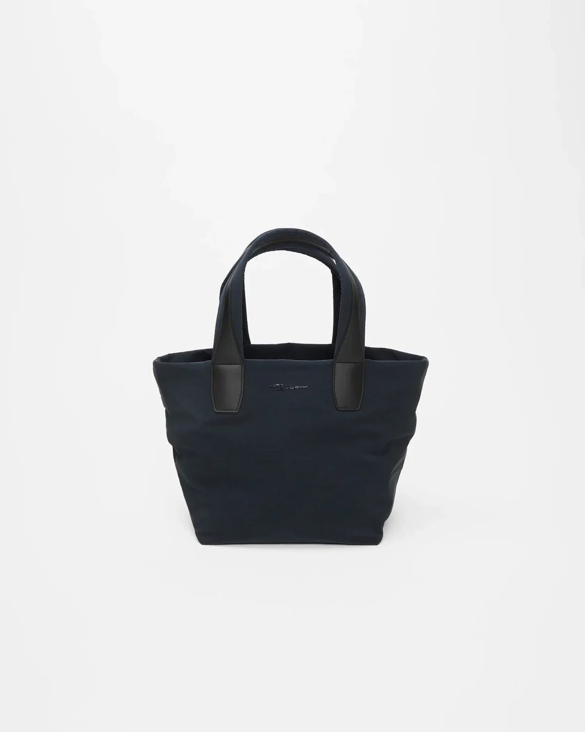 Black handbag on a white background
