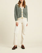 Trovata Chunky Knit Green Wool Cardigan Hoodie Sweater