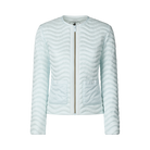 Light blue quilted jacket on a white background