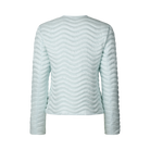 Light blue quilted jacket on a white background