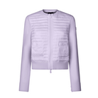 Light purple quilted jacket on a white background