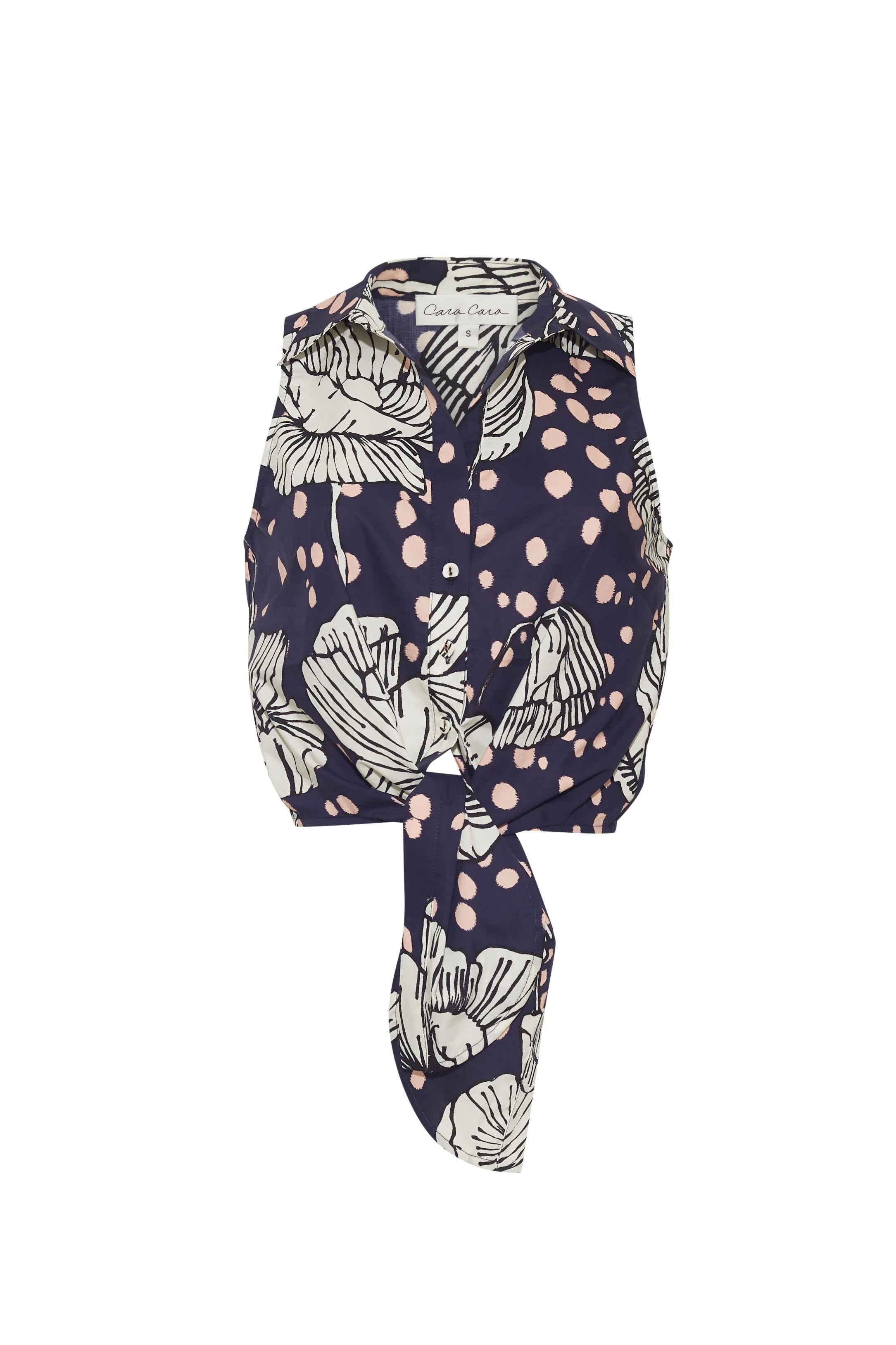 Navy blue scarf with white floral pattern on a white background