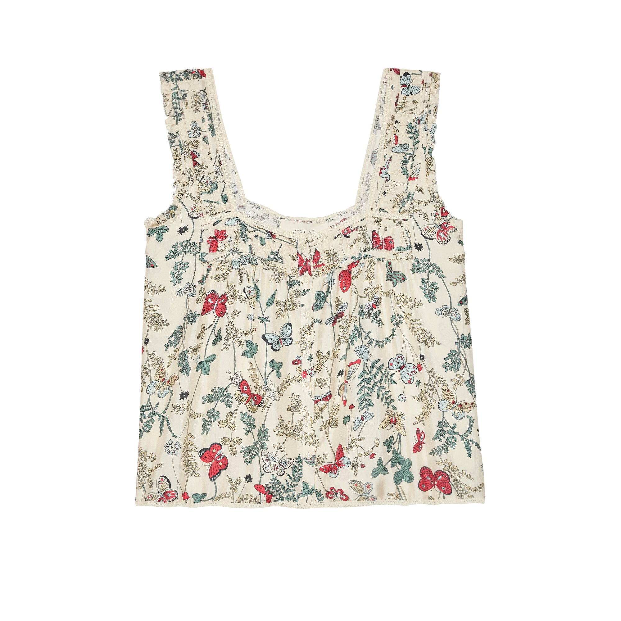 Floral patterned tank top on a white background