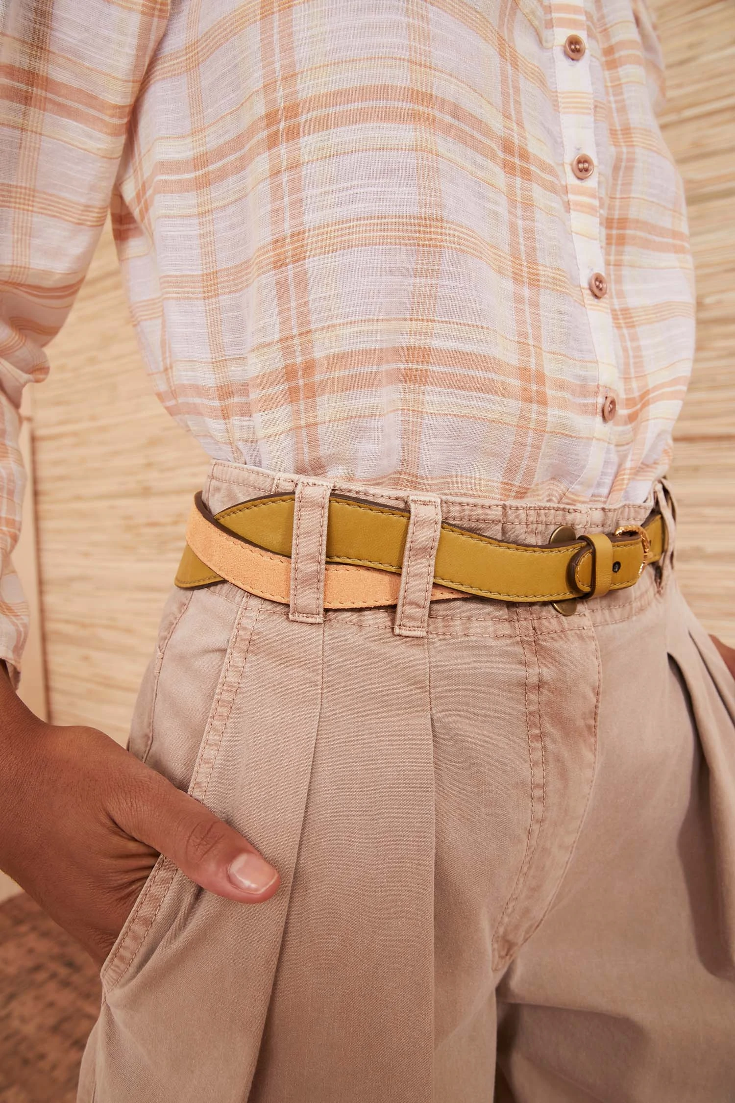 Ulla Johnson Wave Belt-Olive Colorblock